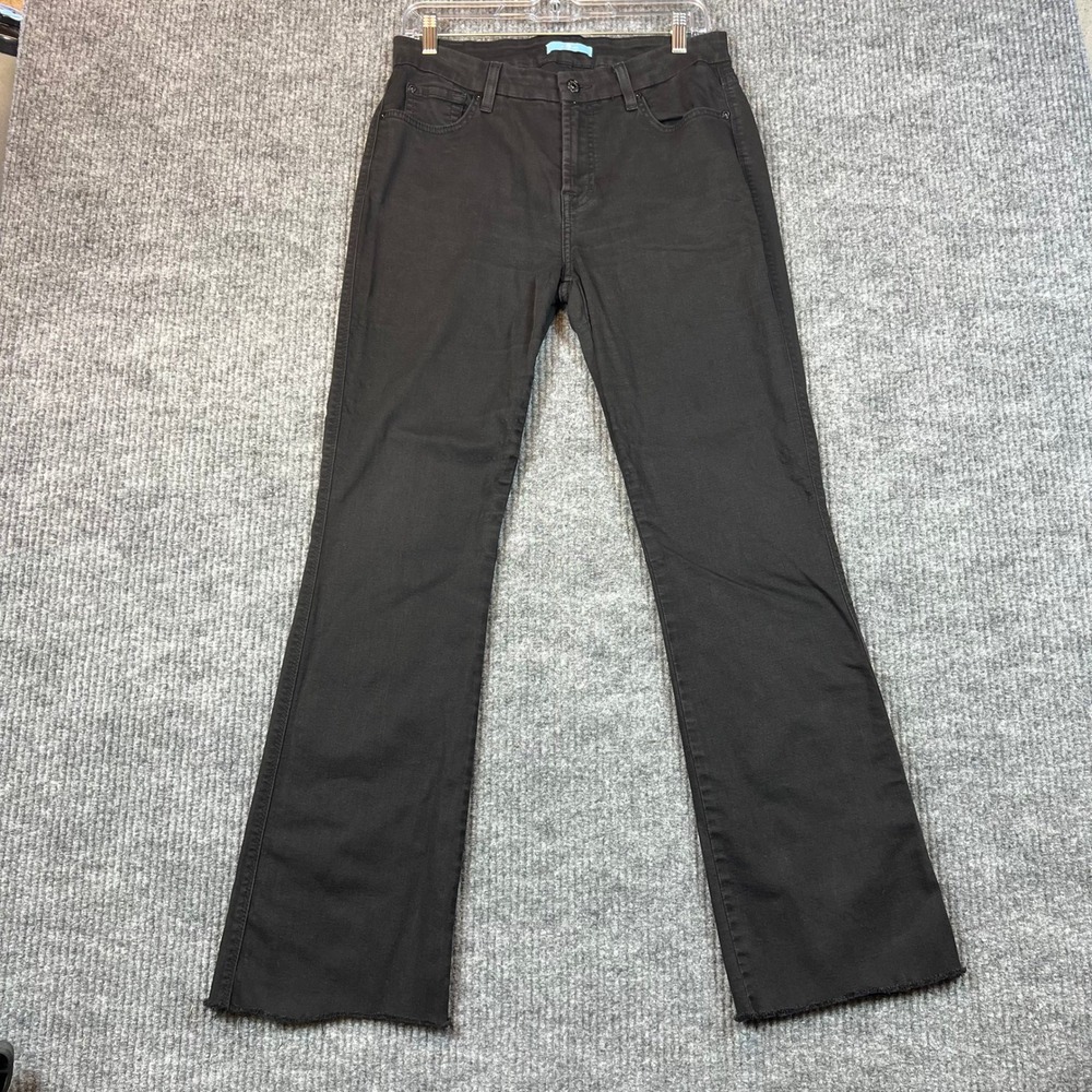 7 For All Mankind Kimmie Bootcut Jeans Black Cotton Raw Hem Minimalist Noir 31